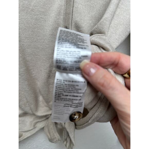 H&M Tan V-Neck Tie-Front Button Cardigan Sweater Women’s L - Picture 9 of 11